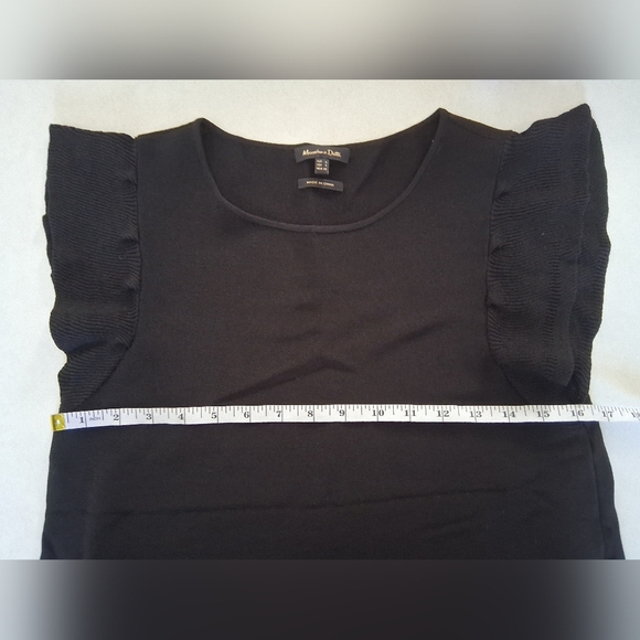 Massimo Dutti/ Black Ruffle Sleeve Top/ Stretchy/ Size US S - Picture 11 of 15